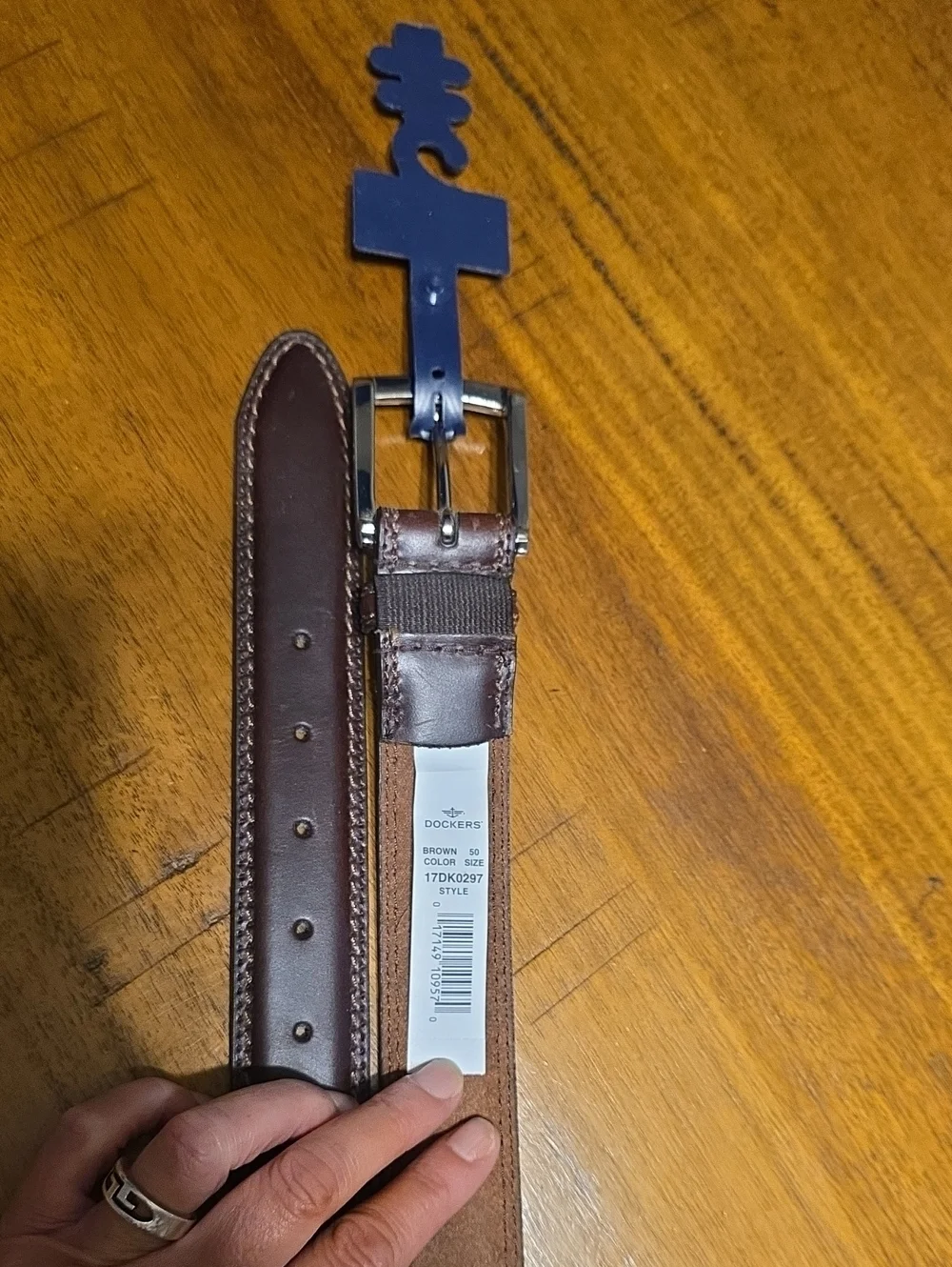 Dockers Nwt Sz 50 Brown Leather Belt with Silver Buckle
